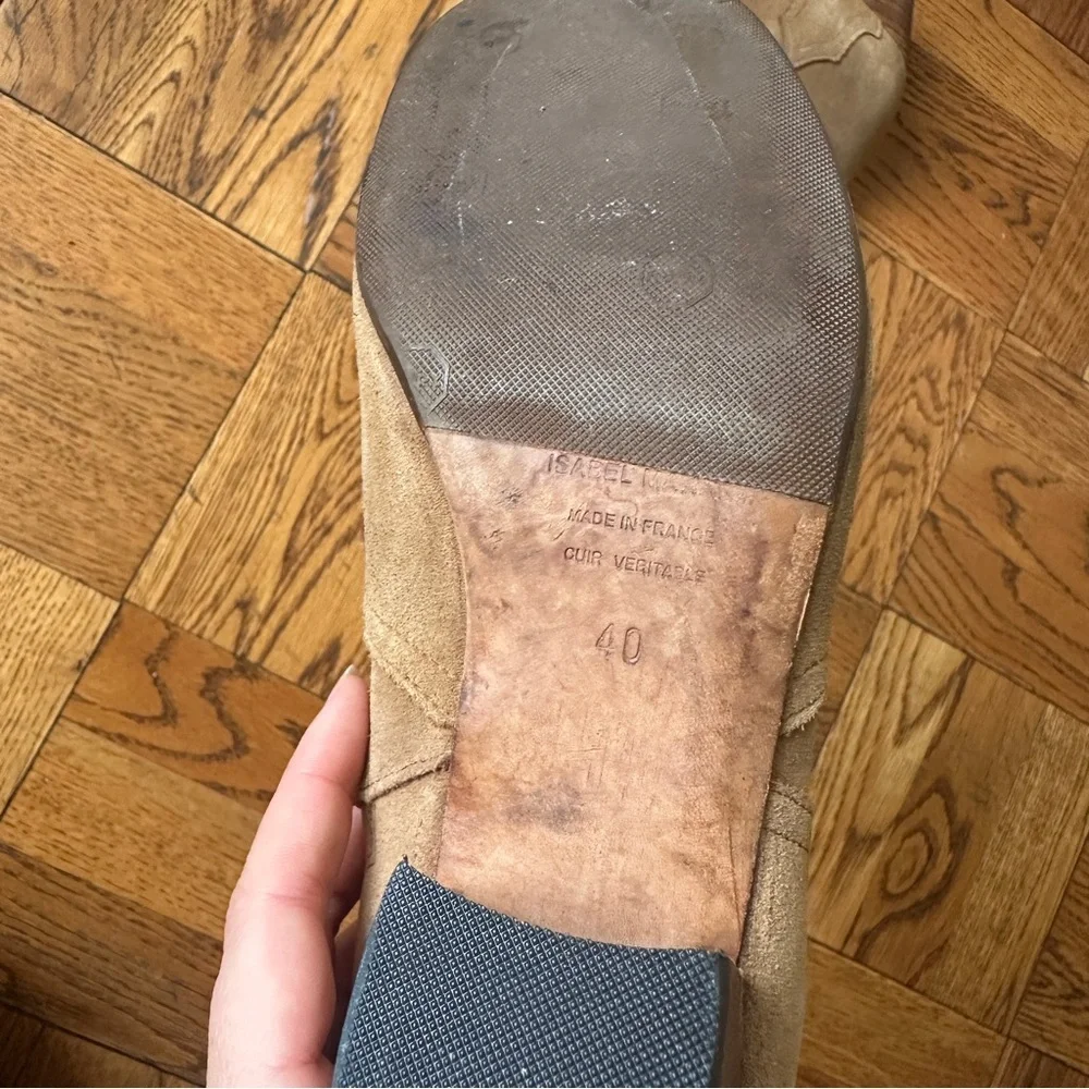 Tan Isabel Marant Ankle Boots with Suede Finish and Slip-On Design - Picture 5 of 7